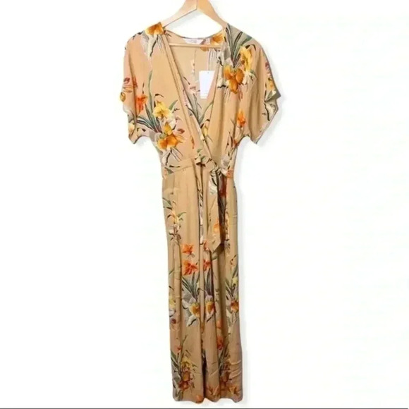 & OTHER STORIES Tan Tropical Flower‎ Wrap Jumpsuit - Picture 2 of 9